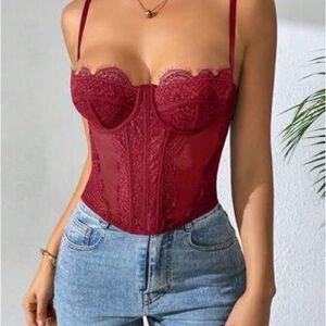🤎3/$30🤎 NWT SHEIN Red Lace Corset Top